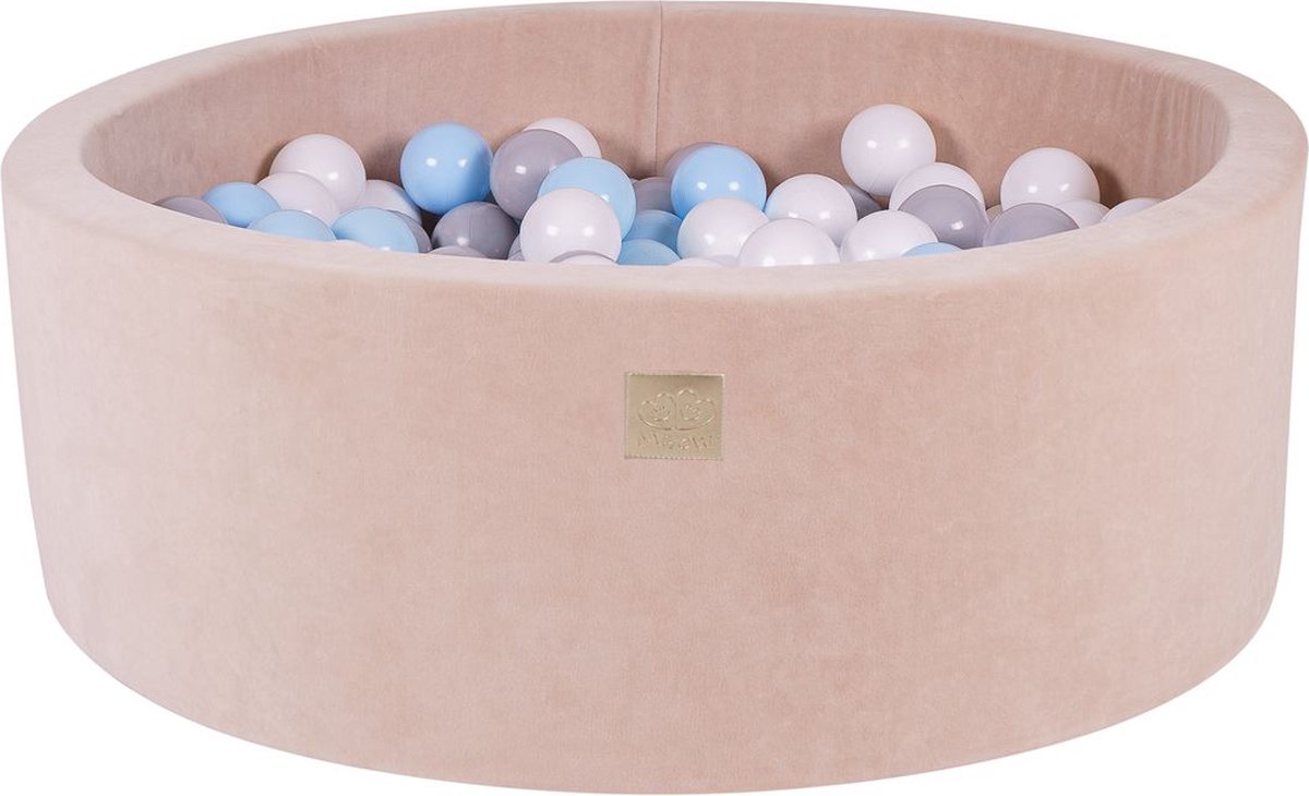 Ronde ballenbak VELVET 90x30 - Ecru incl 200 ballen - Grijs, Wit, Baby Blauw |  je.nl